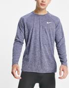 Nike Swimming Long Sleeve Hydroguard Top In Navy-grey