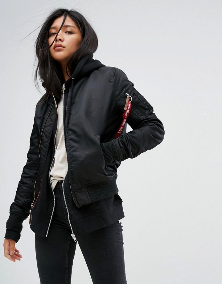 Alpha Industries Ma-1vf Soft Shell Bomber Jacket - Black