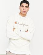 Champion Large Script Logo Sweatshirt In Off White