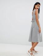 Selected Femme Stripe Midi Dress With Waist Tie - Multi