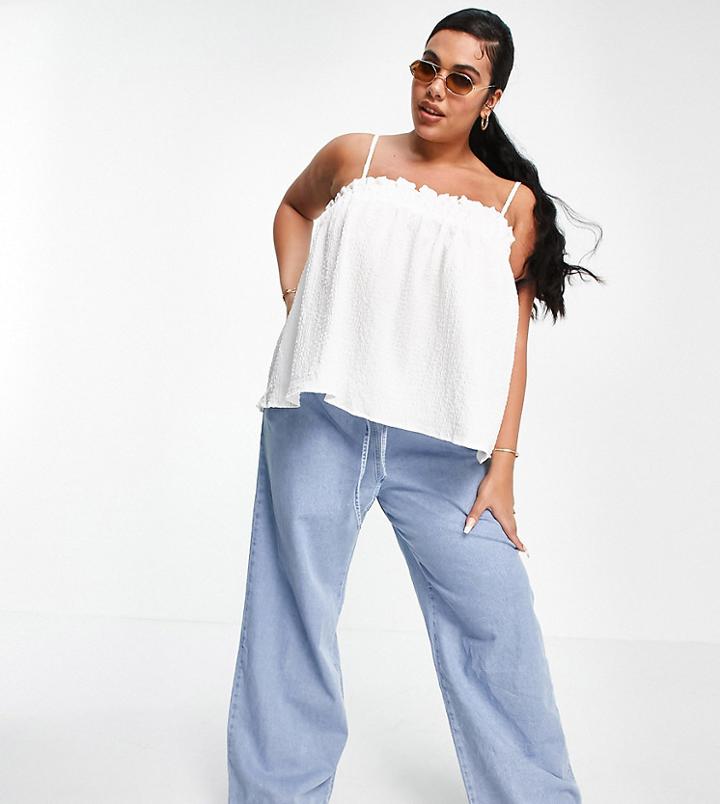 Asos Design Curve Puff Texture Cami Sun Top In White