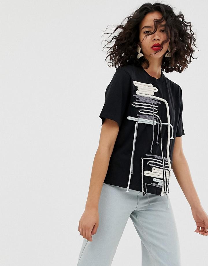Asos White Rope Detail T-shirt-black