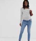 Bandia Maternity Ankle Grazer Skinny Jeans With Removable Band-blue