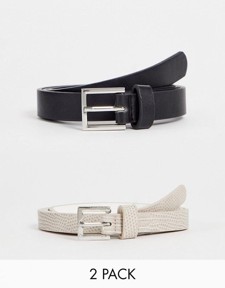 Svnx Pu Leather Belt With Square Buckle In Black-multi