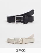 Svnx Pu Leather Belt With Square Buckle In Black-multi