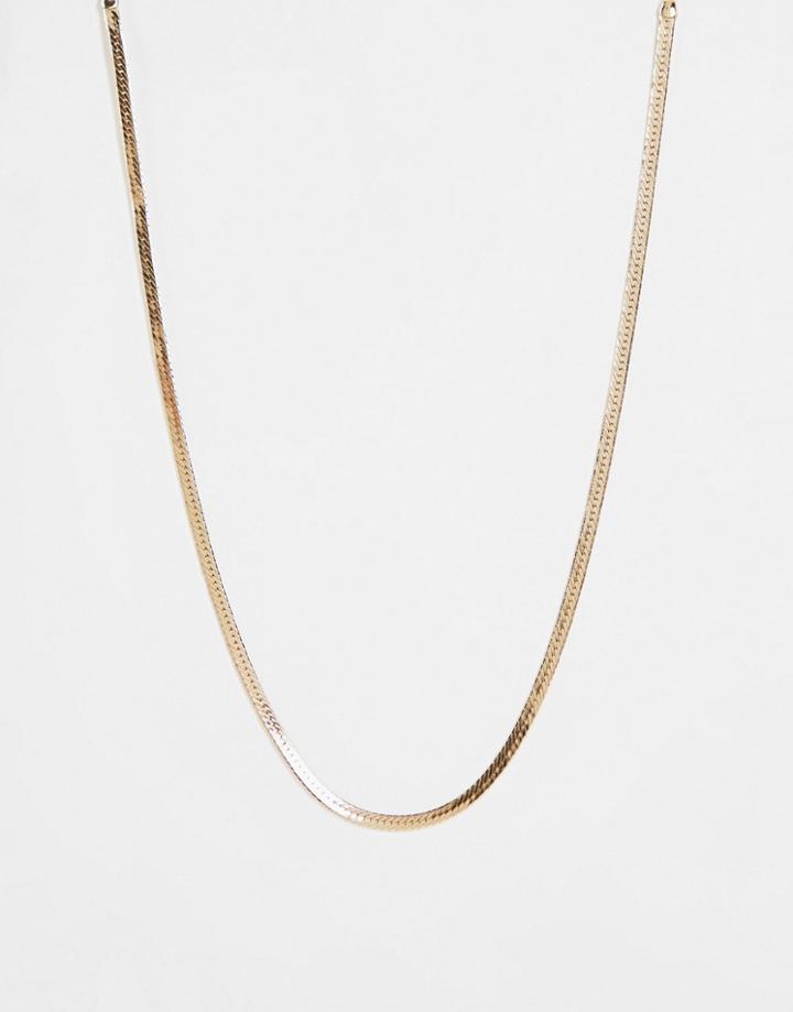 Topshop Flat Curb Chain Necklace In Gold