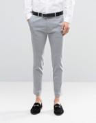 Asos Super Skinny Smart Cropped Pants In Gray - Gray