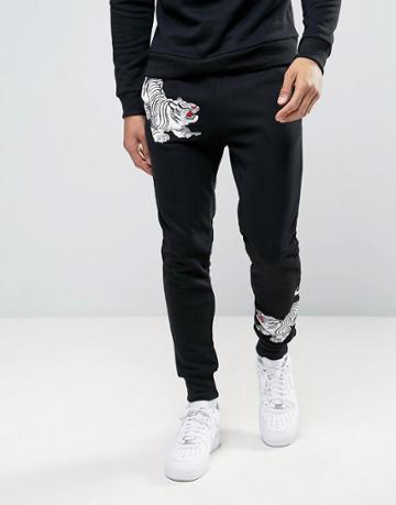 Liquor & Poker Embroidered Tiger Jogger - Black