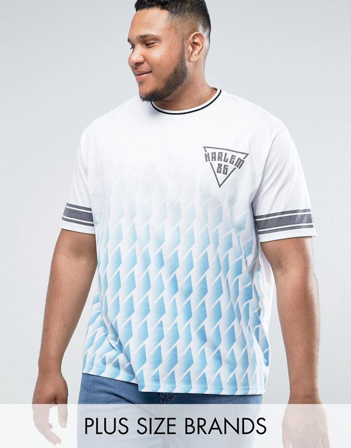 Jacamo Plus T-shirt With Geo Print In Blue - Blue