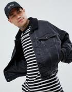 Asos Oversized Denim Jacket With Fleece Collar In Washed Black - Black