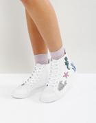 Asos Dive In Seahorse High Top Sneakers - White