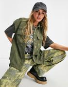 Vero Moda Short Sleeve Corduroy Shirt In Dark Khaki-green
