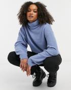 Weekday Aggie Turtle Neck Knit Sweater In Blue-blues