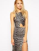 Asos Co-ord Cross Front Crop Top In Animal Print - Multi