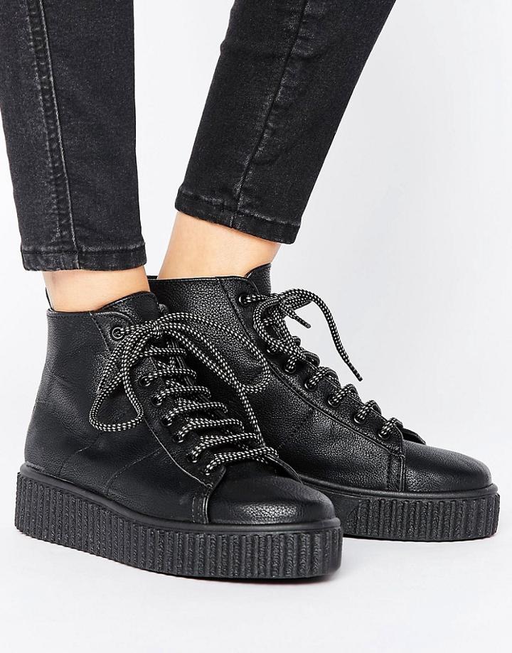 Asos Anytime Creeper Ankle Boots - Black