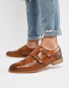 Asos Design Monk Shoes In Tan Leather With Natural Sole - Tan