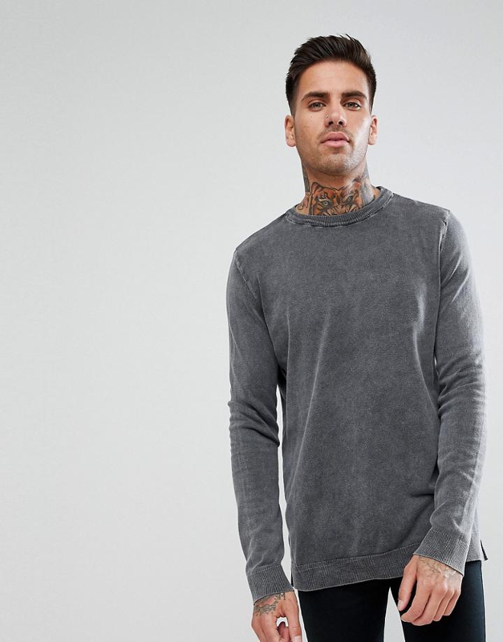 New Look Sweater In Acid Wash Gray - Gray