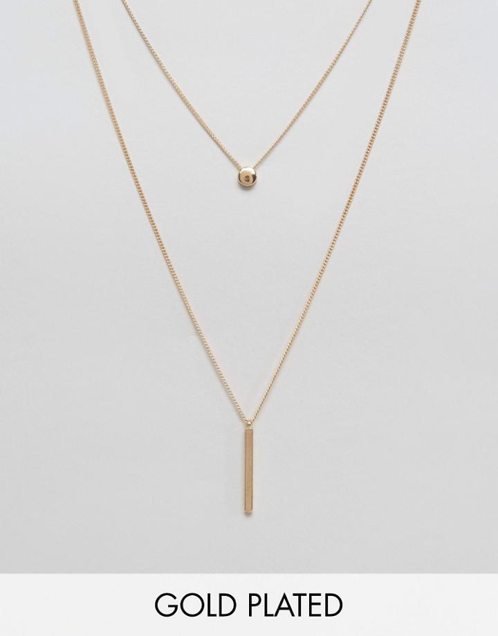 Nylon Gold Plated Double Row Necklace - Gold Plated