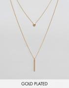 Nylon Gold Plated Double Row Necklace - Gold Plated