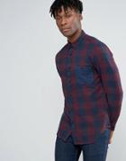 Pull & Bear Checked Shirt In Burgundy In Regular Fit - Red