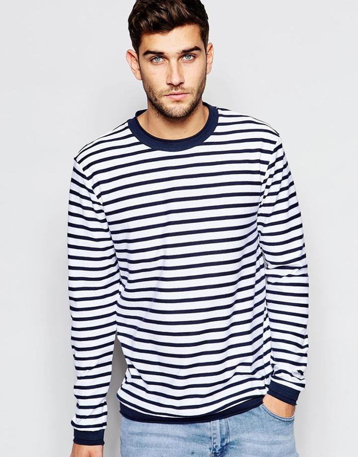 Esprit Stripe Knitted Sweater - White