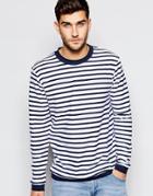 Esprit Stripe Knitted Sweater - White