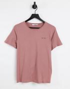 Na-kd Logo Print T-shirt In Dusty Pink