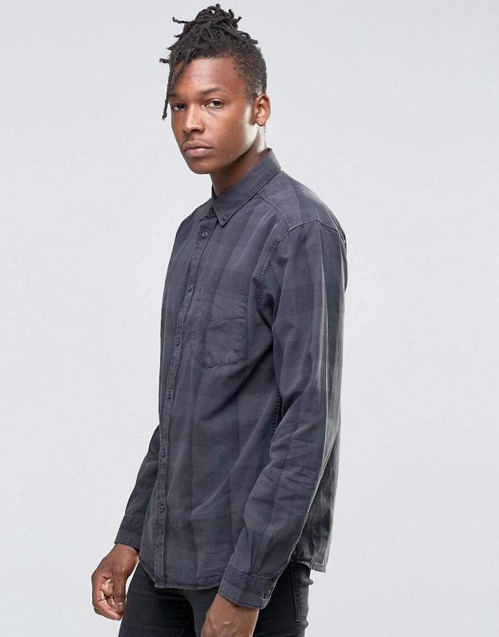 Wrangler Long Sleeve Check Shirt Pocket - Gray