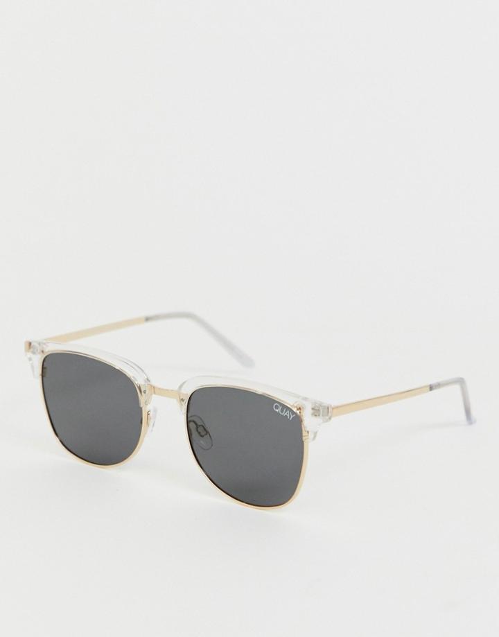 Quay Australia Evasive Square Sunglasses In White - White
