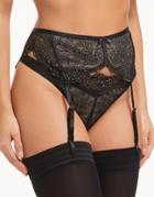 Figleaves Mila Sparkle Lace Garter Belt In Black