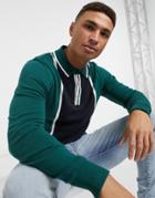 Brave Soul Long Sleeve Polo In Navy-green