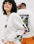 Crooked Tongues Unisex Long Sleeve T-shirt With Arm And Back Print - White
