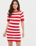 Brave Soul Harbour Sweater Dress In Stripe - Red