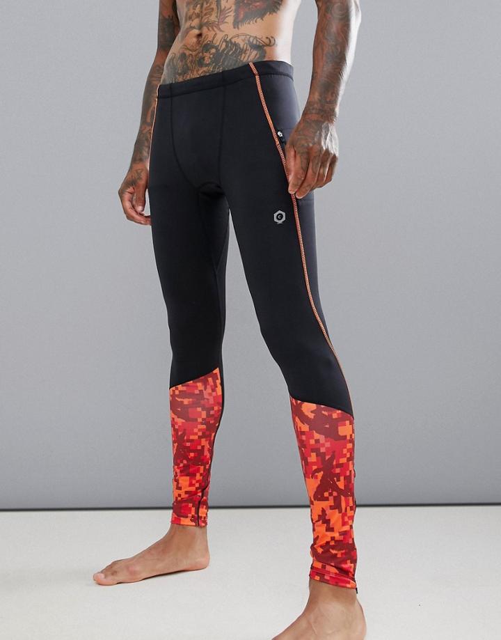 Jack & Jones Core Performance Training Tights With Calf Prints - Gray