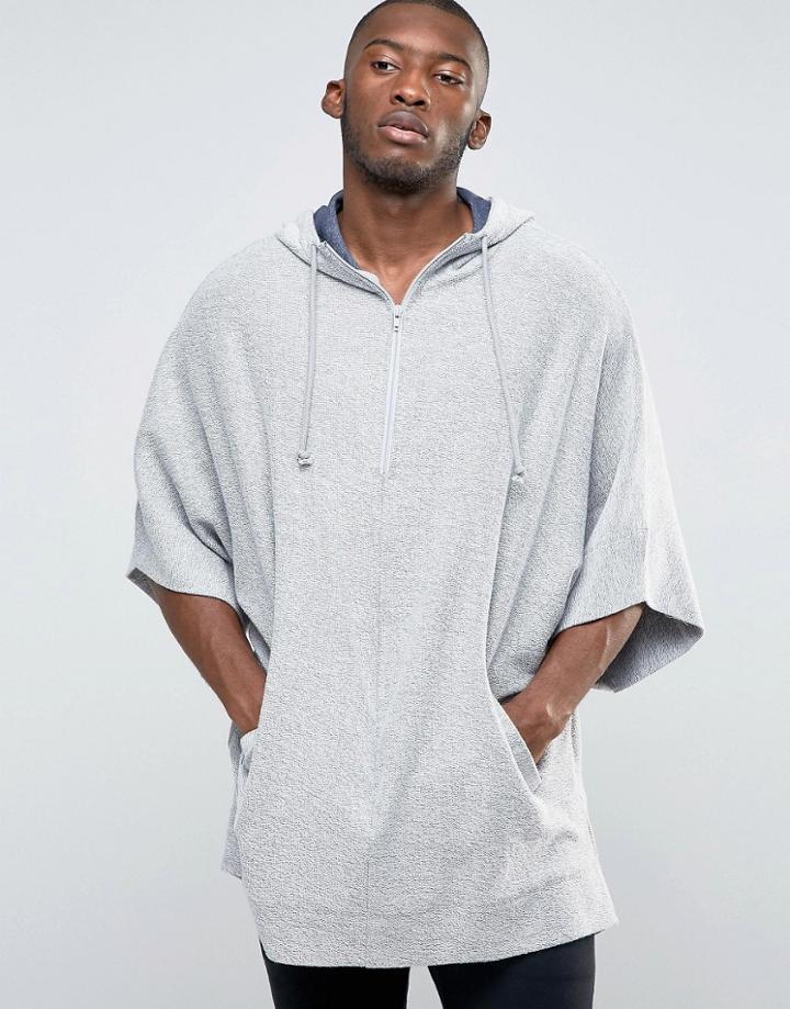 Asos Loungewear Textured Cape With Half Zip - Gray