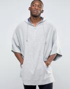 Asos Loungewear Textured Cape With Half Zip - Gray