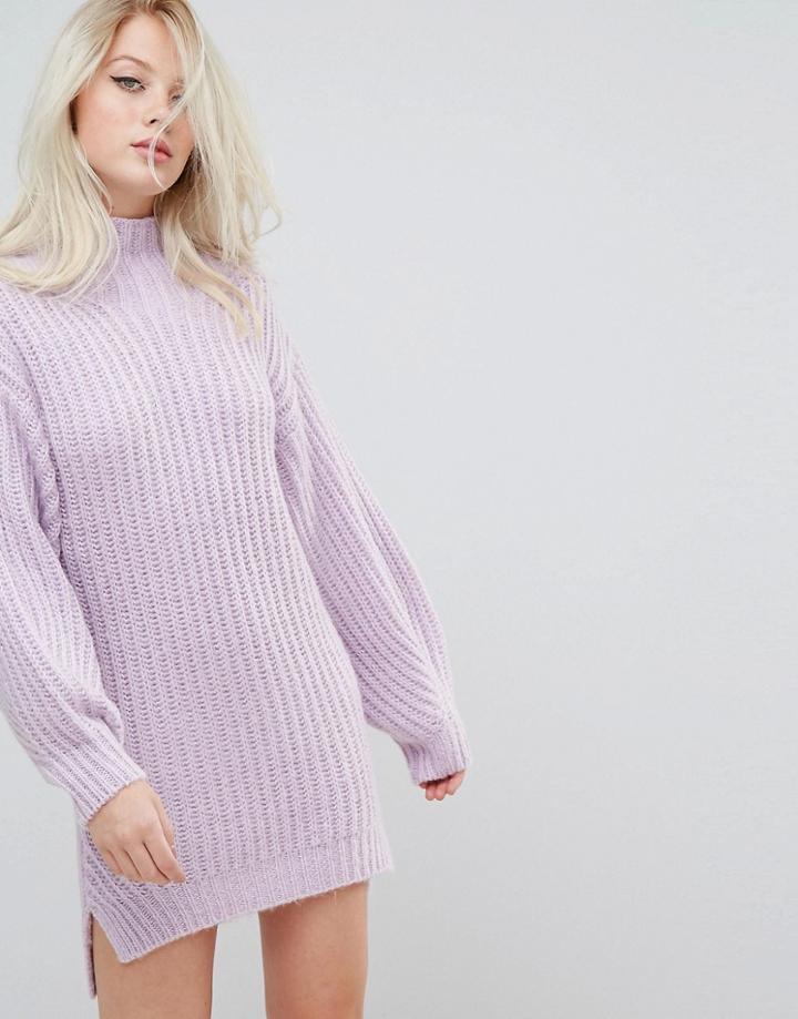 Miss Selfridge Turtleneck Sweater Dress - Purple