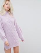 Miss Selfridge Turtleneck Sweater Dress - Purple