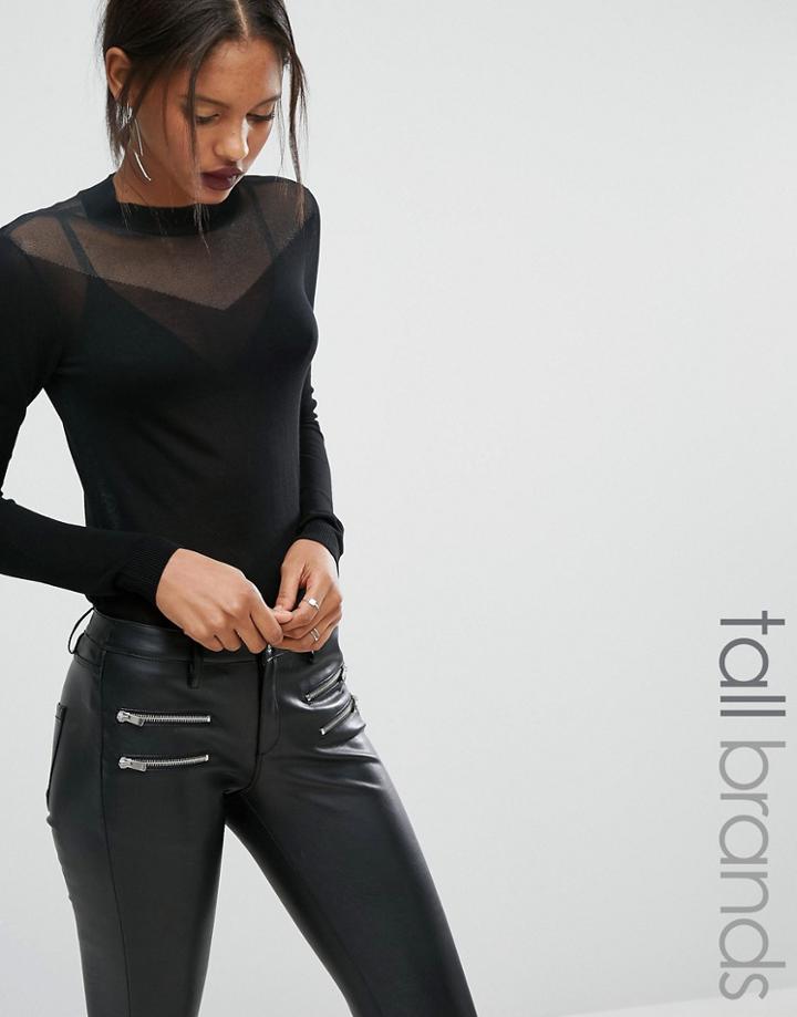 Y.a.s Tall Veva Mesh Top Knitted Sweater - Navy
