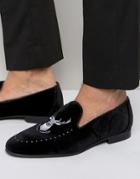 Walk London Mayfair Embroidered Stag Loafers - Black