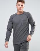 Esprit Sweatshirt With Taped Raglan Sleeve And Pocket - Gray