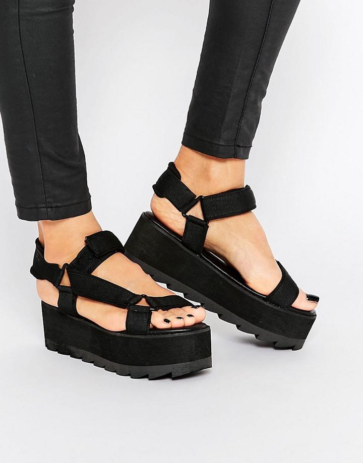 Yru Pulse Lo Flatform Sandals - Black