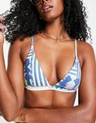 Quiksilver Classic Aztec Bikini Top In Blue-blues