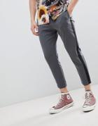 Pull & Bear Pants With Side Stripe In Gray - Gray