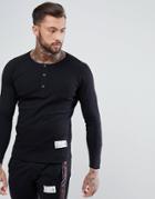 Religion Long Sleeve Top With Henley Neck - Black