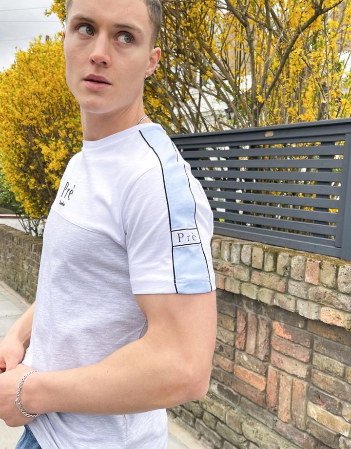 Pr  London Peturo Contrast T-shirt In Gray Heather-grey