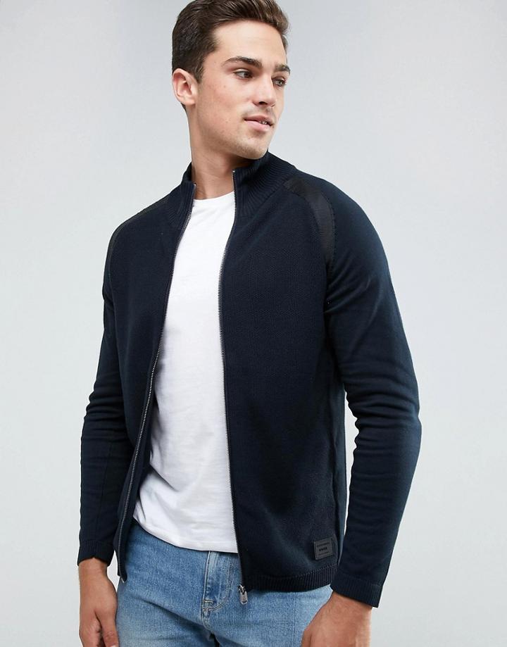 Jack & Jones Ribbed Knit Cardigan - Navy