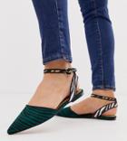 Asos Design Wide Fit Valuate Pointed Ballet Flats In Zebra Mix-multi