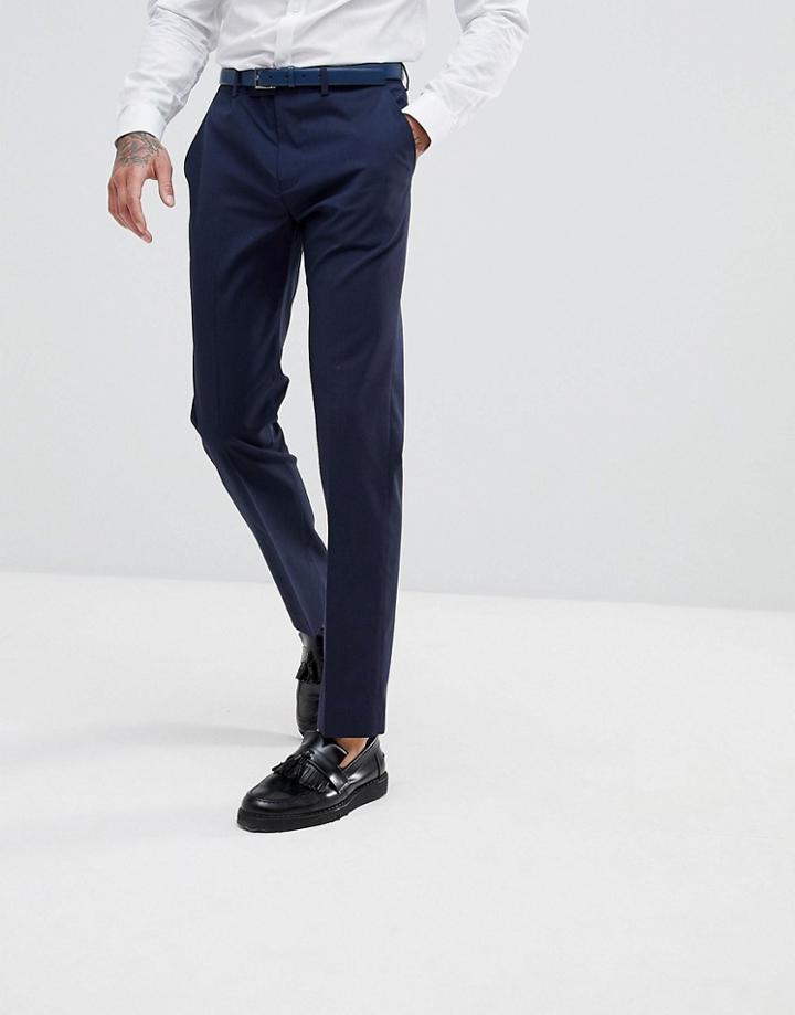 River Island Slim Fit Suit Pants In Dark Blue