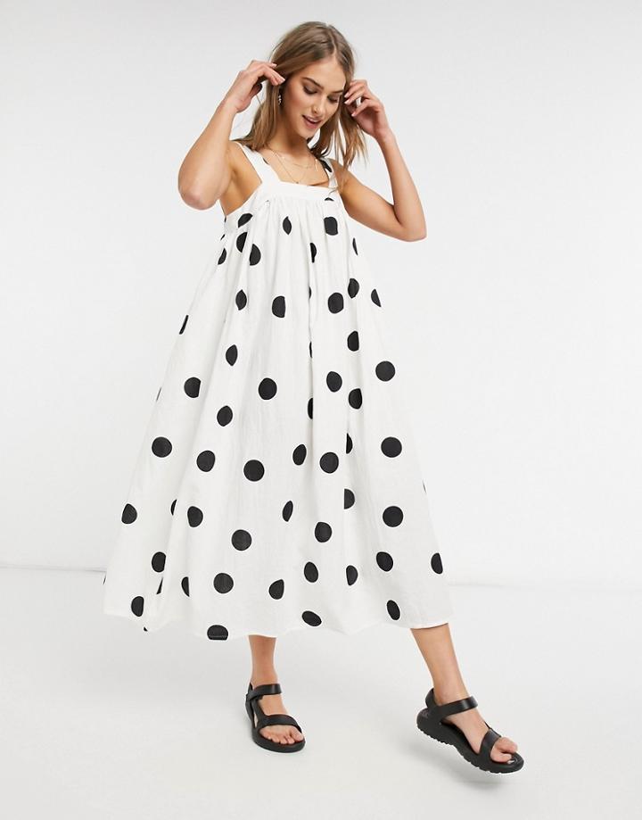 Asos Design Trapeze Maxi Dress In Oversized Mono Spot-multi